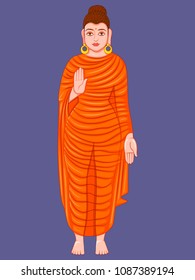 Vector design of statue of Indian Lord Buddha sculpture one of avatar from the Dashavatara of Vishnu engraved on stone
