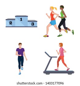 Vector design of step and sprint icon. Collection of step and sprinter  vector icon for stock.