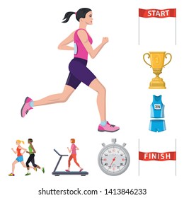 Vector design of step and sprint logo. Set of step and sprinter  stock symbol for web.