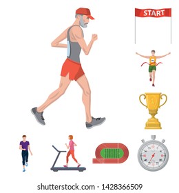 Vector design of step and sprint logo. Set of step and sprinter stock vector illustration.