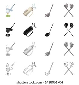Vector design of  and stick symbol. Collection of  and golf  stock symbol for web.