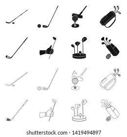 Vector design of  and stick symbol. Collection of  and golf  vector icon for stock.