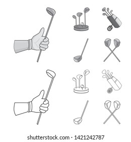 Vector design of  and stick symbol. Collection of  and golf  stock symbol for web.