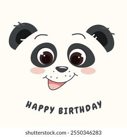 Vector design, sticker, topper, panda, children's birthday, party