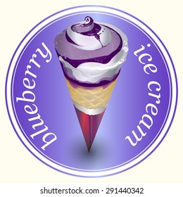 Vector design stickers blueberry ice cream