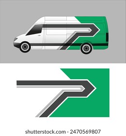 Diseño de Vector para pegatinas que envuelven el fondo del cuerpo del coche de reparto de la camioneta de carga