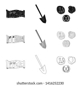 Vector design of story and items logo. Collection of story and attributes  stock symbol for web.