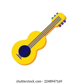 Vector design of a stringed musical instrument named ukulele