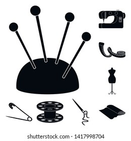 Vector design of studio and industry symbol. Set of studio and sewing stock vector illustration.