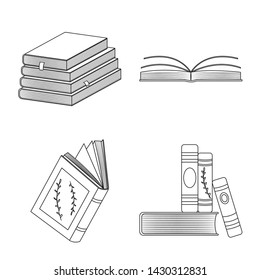 Vector design of study and literature symbol. Set of study and source stock symbol for web.