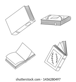 Vector design of study and literature symbol. Set of study and source stock vector illustration.