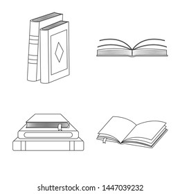 Vector design of study and literature symbol. Set of study and source vector icon for stock.