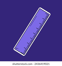 Vector design style straight ruler sticker in purple