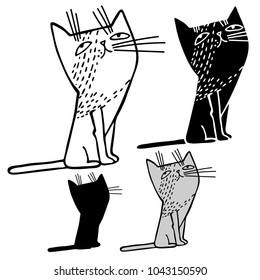 Vector design with stylized cats.
In black and white style.
Can be used for printing on paper, stickers, badges, bijouterie.