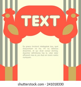 Vector design of stylized cocks with place for title and text