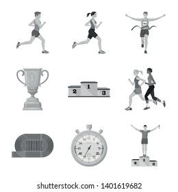 Vector design of success and marathon icon. Collection of success and winner stock vector illustration.