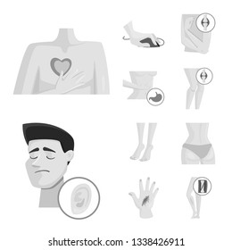 Vector design of suffering and injury icon. Set of suffering and damage stock symbol for web.