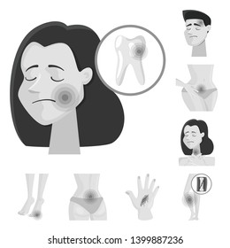 Vector design of suffering and injury logo. Set of suffering and damage vector icon for stock.
