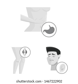 Vector design of suffering and injury logo. Set of suffering and damage vector icon for stock.