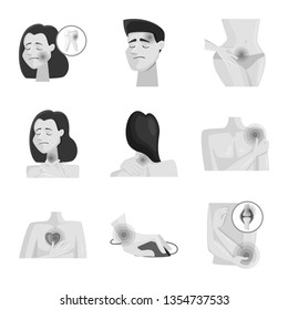 Vector design of suffering and injury sign. Collection of suffering and damage stock vector illustration.