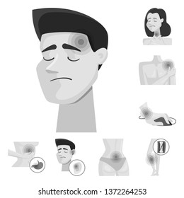 Vector design of suffering and injury symbol. Collection of suffering and damage stock symbol for web.