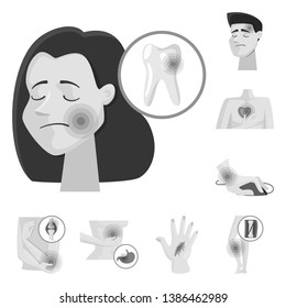 Vector design of suffering and injury symbol. Set of suffering and damage stock vector illustration.