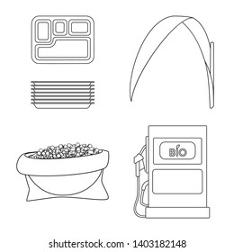 Vector design of sugar and field icon. Collection of sugar and plantation stock vector illustration.