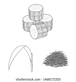 Vector design of sugar and field icon. Set of sugar and plantation vector icon for stock.
