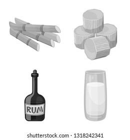 Vector design of sugarcane and cane icon. Collection of sugarcane and field stock symbol for web.