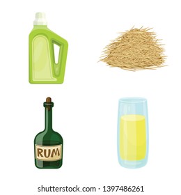 Vector design  sugarcane and cane logo. Set  sugarcane and field stock vector illustration.