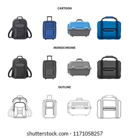 Vector design of suitcase and baggage icon. Collection of suitcase and journey vector icon for stock.