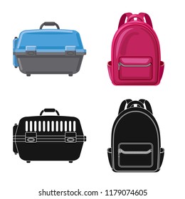 Vector design of suitcase and baggage icon. Collection of suitcase and journey stock symbol for web.