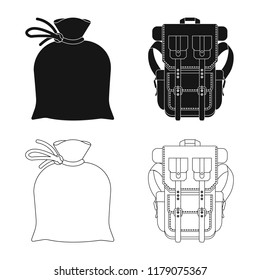 Vector design of suitcase and baggage icon. Collection of suitcase and journey vector icon for stock.