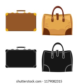 Vector design of suitcase and baggage icon. Collection of suitcase and journey vector icon for stock.