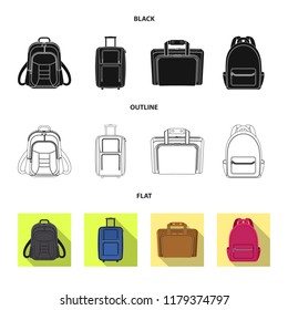 Vector design of suitcase and baggage icon. Collection of suitcase and journey stock symbol for web.