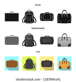 Vector design of suitcase and baggage icon. Collection of suitcase and journey stock vector illustration.
