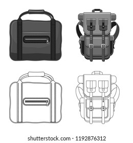 Vector design of suitcase and baggage icon. Collection of suitcase and journey stock symbol for web.