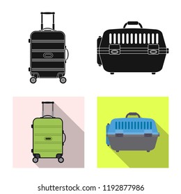 Vector design of suitcase and baggage icon. Collection of suitcase and journey vector icon for stock.