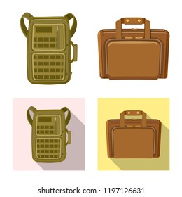 Vector design of suitcase and baggage icon. Collection of suitcase and journey stock vector illustration.
