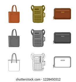 Vector design of suitcase and baggage icon. Collection of suitcase and journey stock vector illustration.