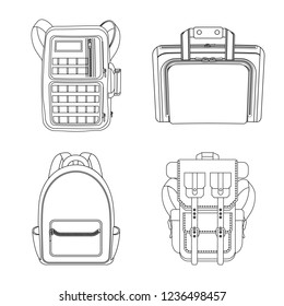 Vector design of suitcase and baggage icon. Set of suitcase and journey vector icon for stock.