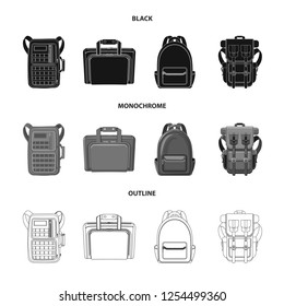 Vector design of suitcase and baggage icon. Collection of suitcase and journey vector icon for stock.
