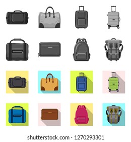 Vector design of suitcase and baggage icon. Collection of suitcase and journey stock symbol for web.