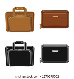 Vector design of suitcase and baggage icon. Set of suitcase and journey stock symbol for web.