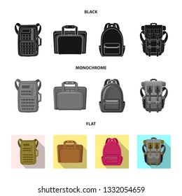 Vector design of suitcase and baggage icon. Set of suitcase and journey stock vector illustration.