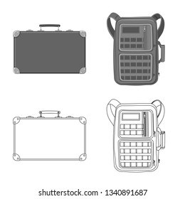Vector design of suitcase and baggage icon. Collection of suitcase and journey stock symbol for web.