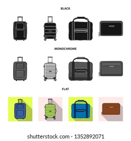 Vector design of suitcase and baggage icon. Set of suitcase and journey stock vector illustration.