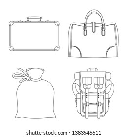 Vector design of suitcase and baggage icon. Collection of suitcase and journey stock vector illustration.