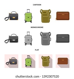 Vector design of suitcase and baggage icon. Collection of suitcase and journey stock vector illustration.