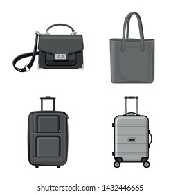 Vector design of suitcase and baggage icon. Set of suitcase and journey stock vector illustration.
